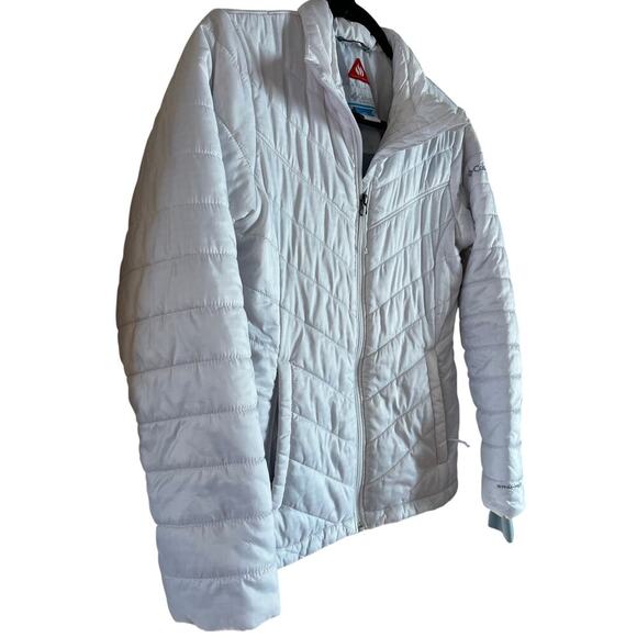 Columbia Omni Heat Quilted Puffer Jacket Lightweight Aqua Women Small Camp Coat - Picture 3 of 6